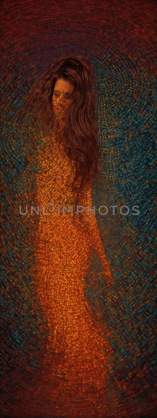 Female silhouette in mosaic by applesstock