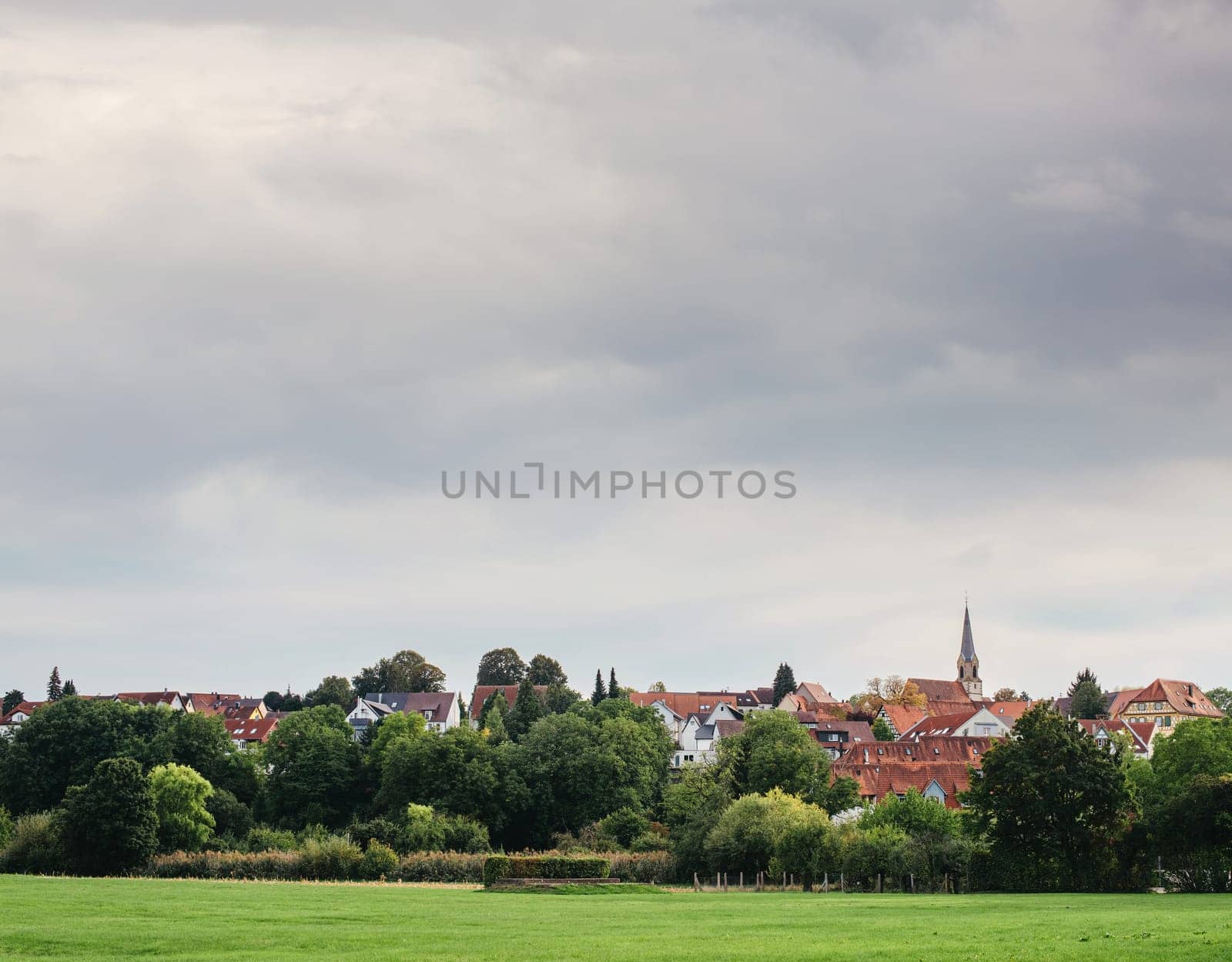 Freiberg am Neckar On the Sunset. Small European town in Baden Wurttemberg, Germany, Europe. Nekar river, southwestern Germany by Andrii_Ko