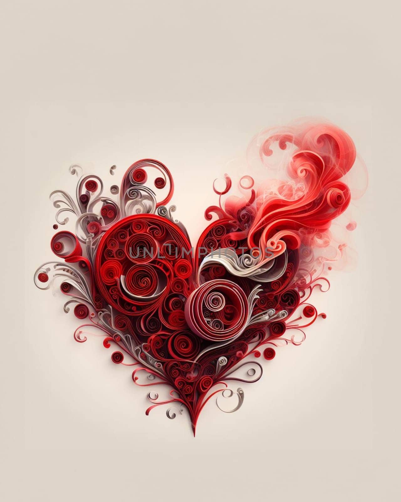 twirled ribbon shaped red hearts on solid background 3d illustration love concept ai generated art