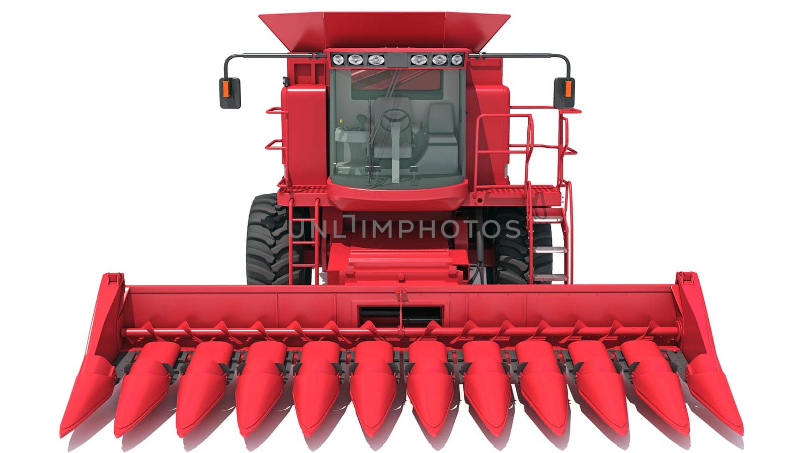 Combine Harvester farm equipment 3D rendering on white background by 3DHorse