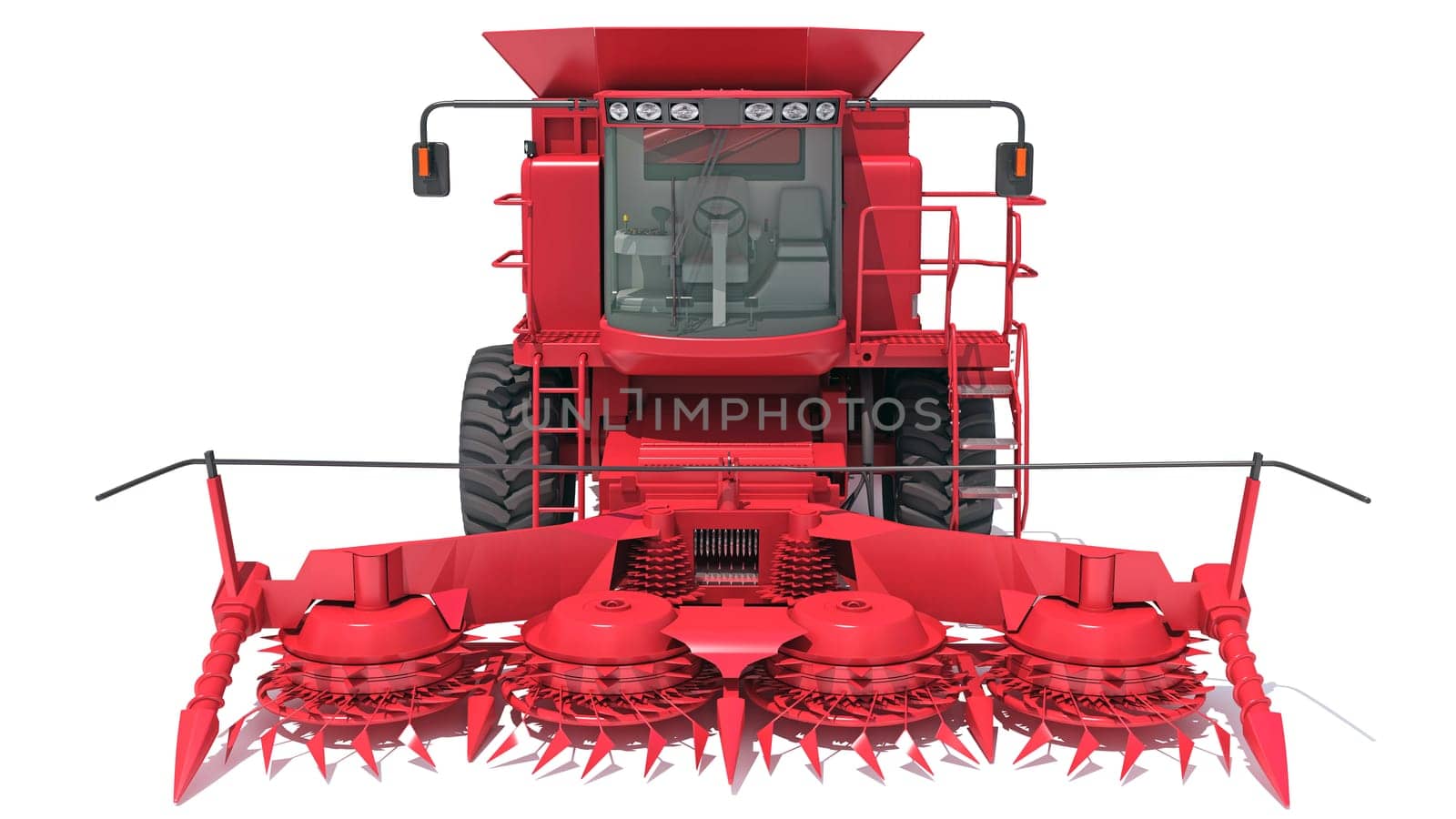 Combine Harvester farm equipment 3D rendering model on white background