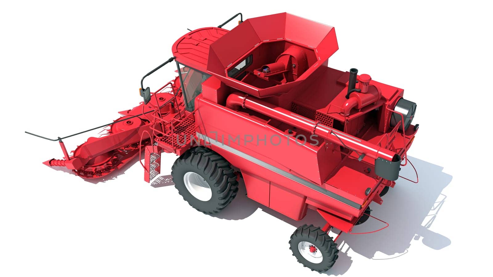 Combine Harvester farm equipment 3D rendering on white background by 3DHorse