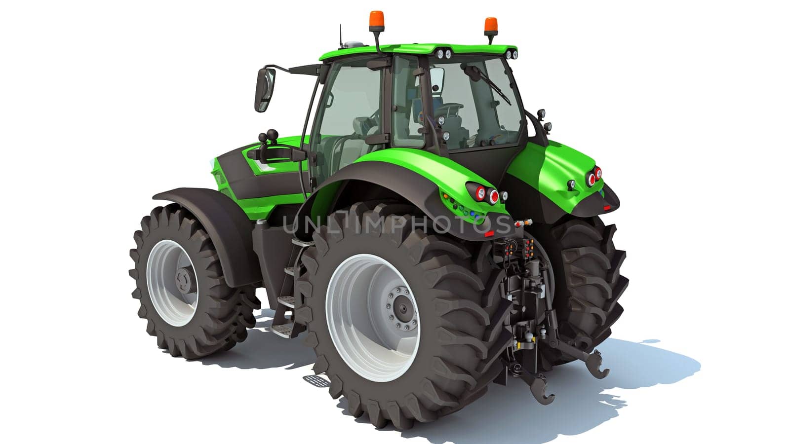 Farm Tractor 3D rendering model on white background