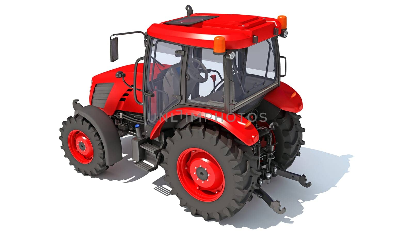 Farm Tractor 3D rendering on white background by 3DHorse