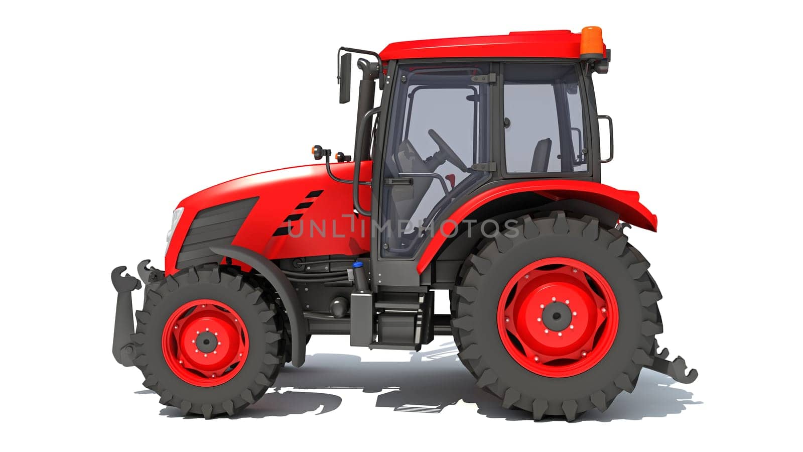 Farm Tractor 3D rendering on white background by 3DHorse