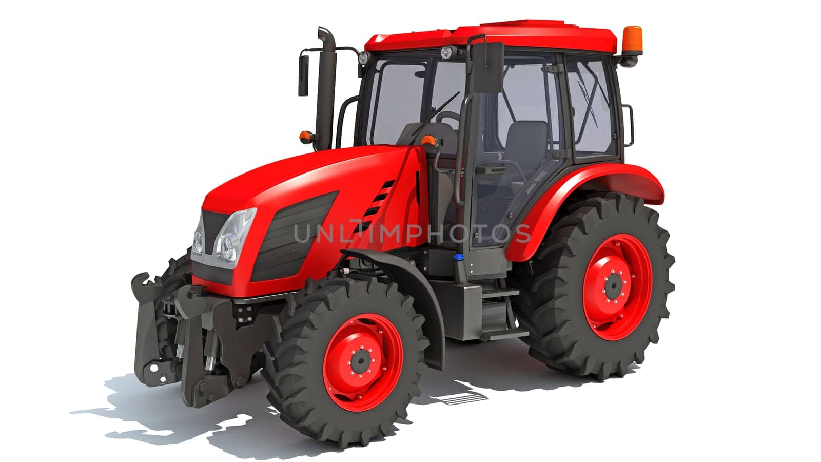 Farm Tractor 3D rendering model on white background
