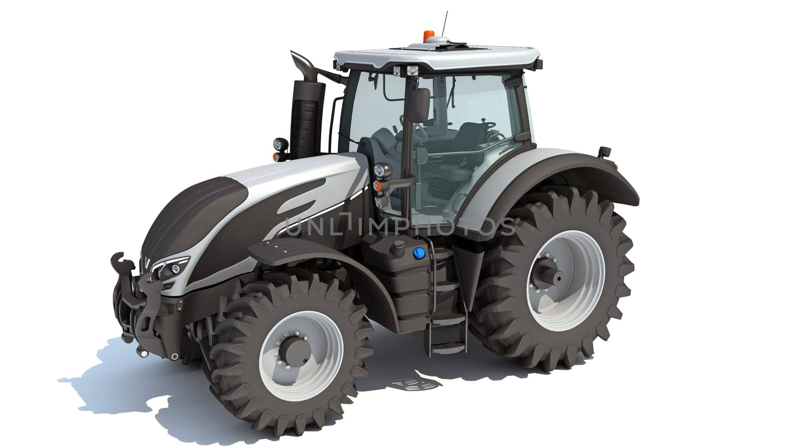 Farm Tractor 3D rendering on white background by 3DHorse