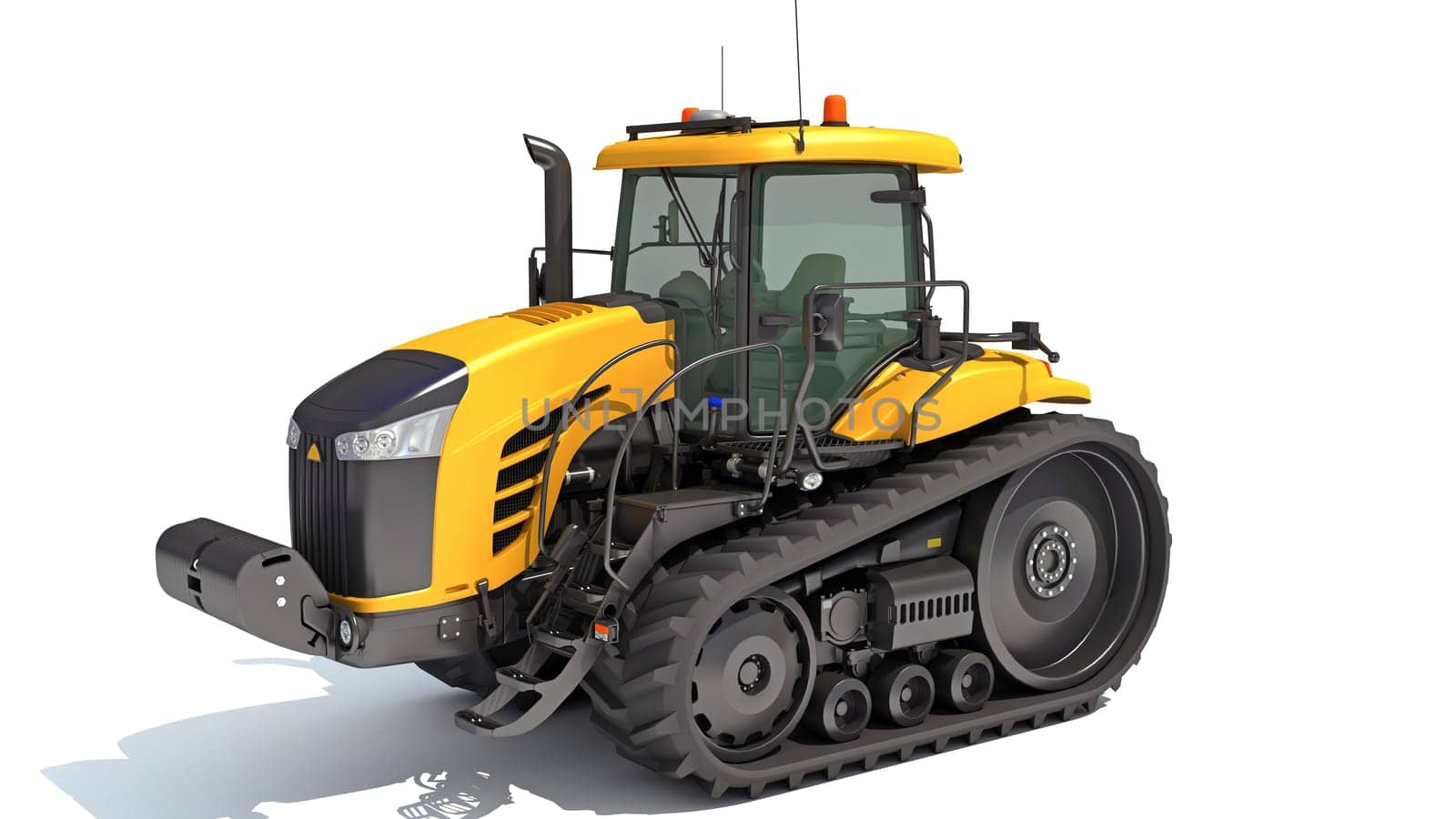 Farm Tractor 3D rendering model on white background