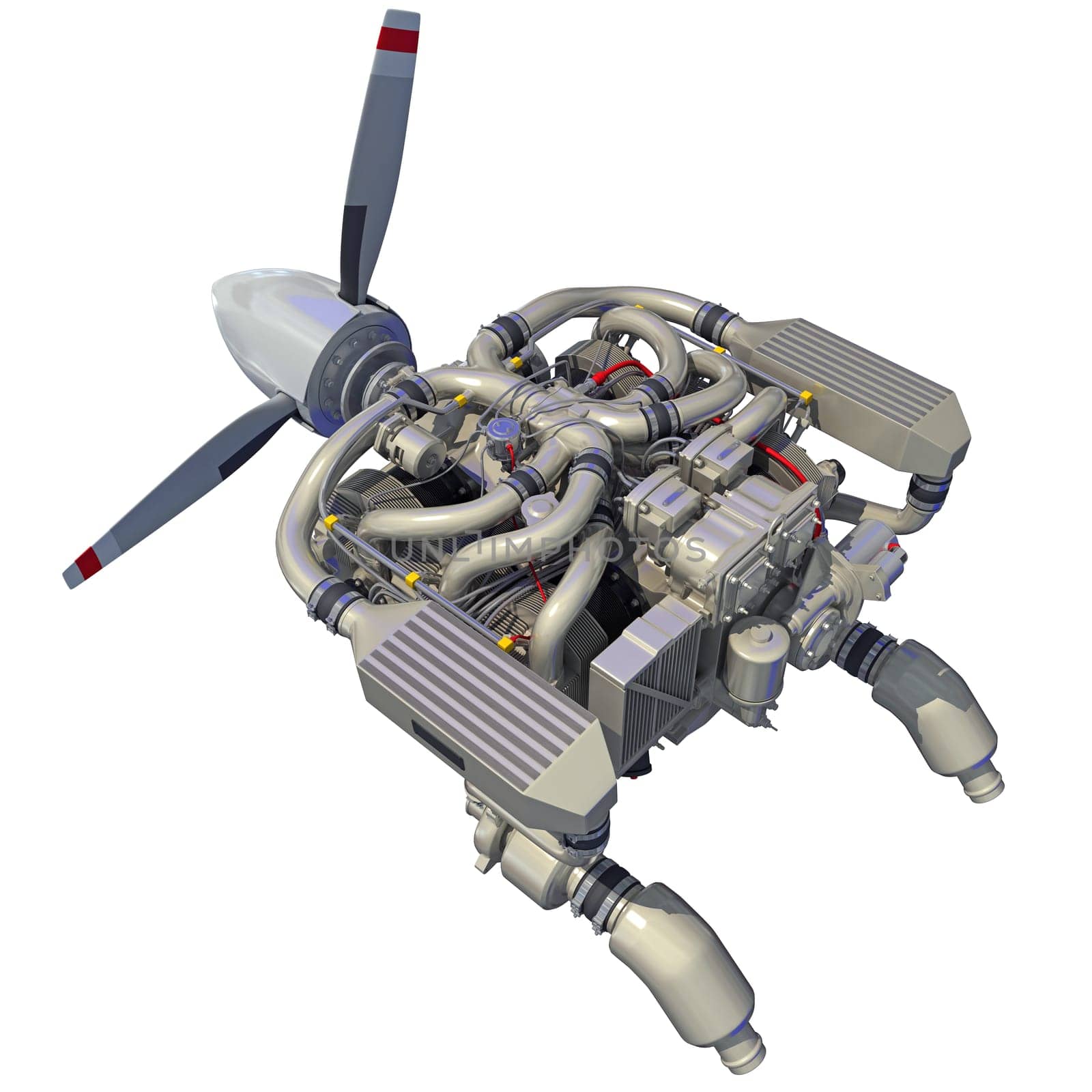 Aircraft turboprop Engine 3D rendering on white background by 3DHorse