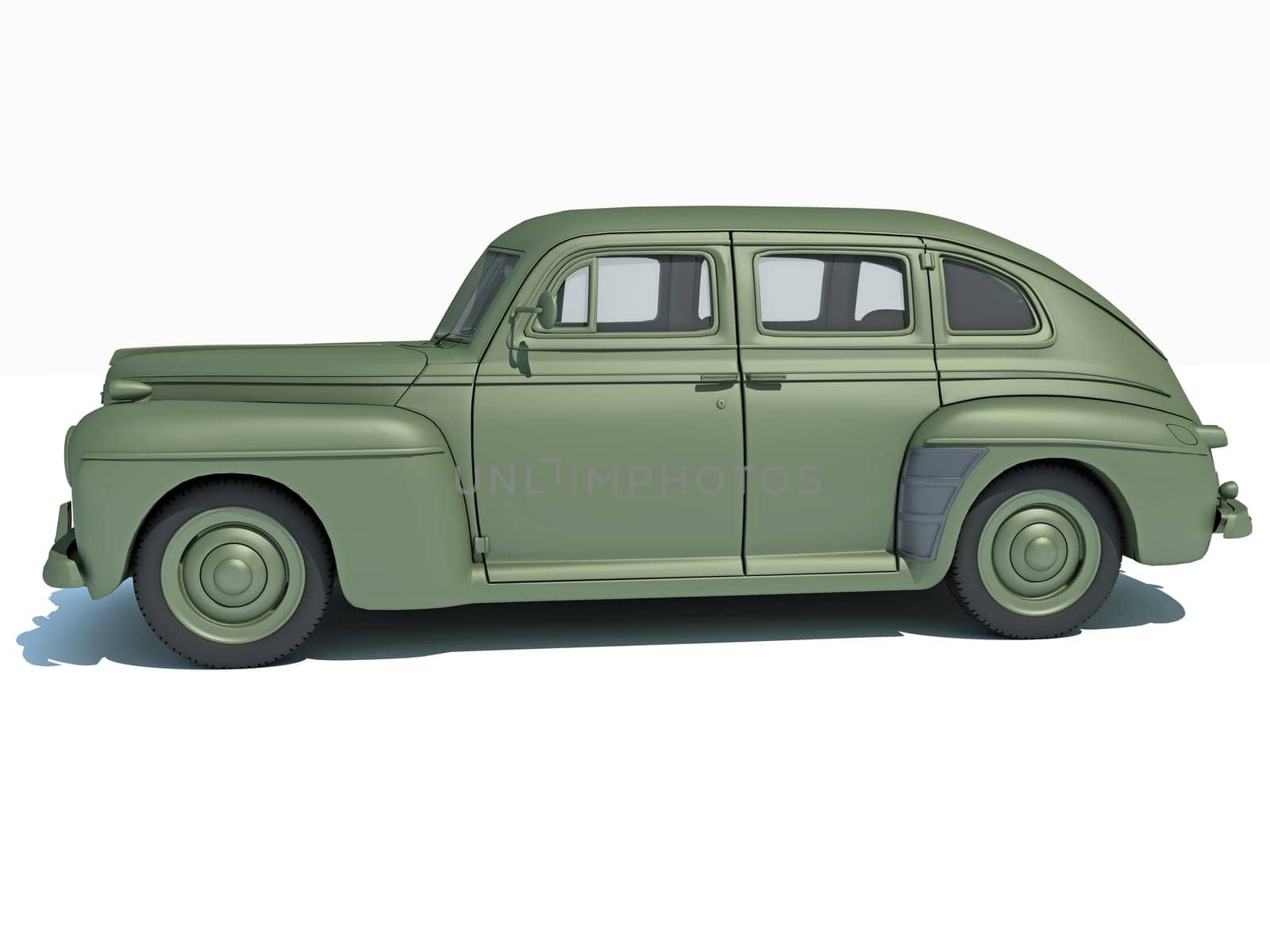 vintage Old car 3D rendering on white background by 3DHorse