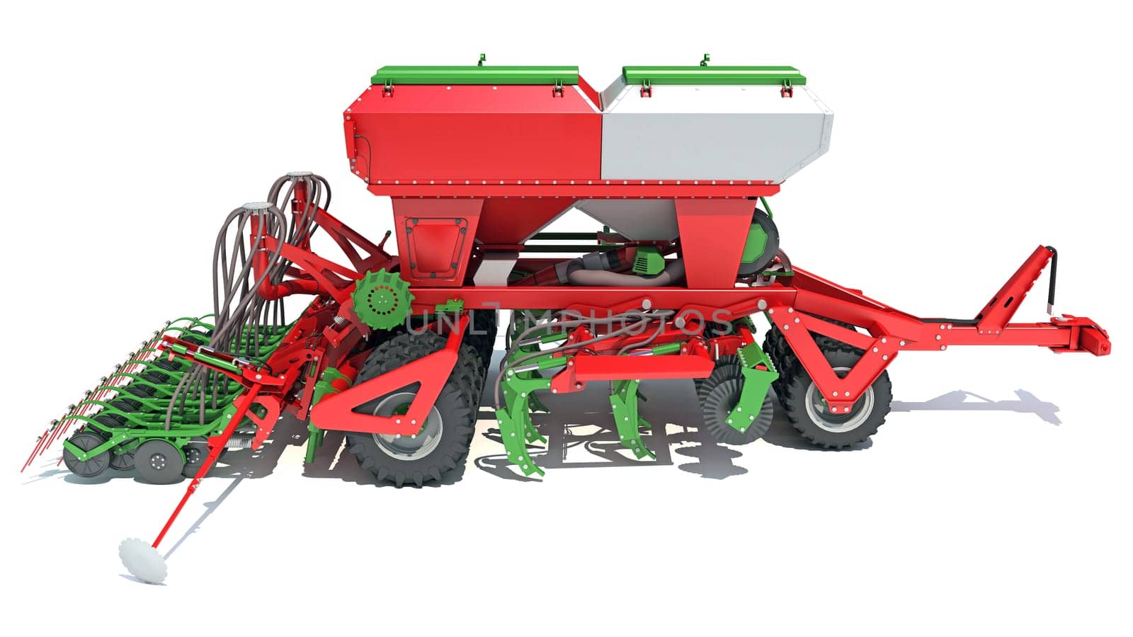 Seeder Planter drill Machine farm equipment 3D rendering model on white background