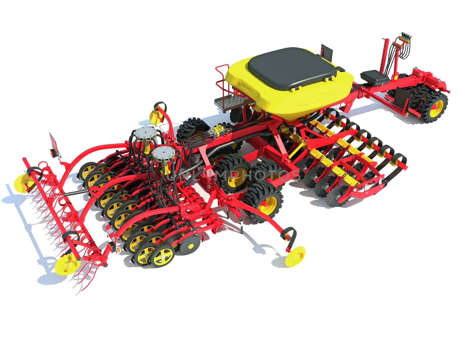 Seeder Planter drill Machine farm equipment 3D rendering on white background by 3DHorse