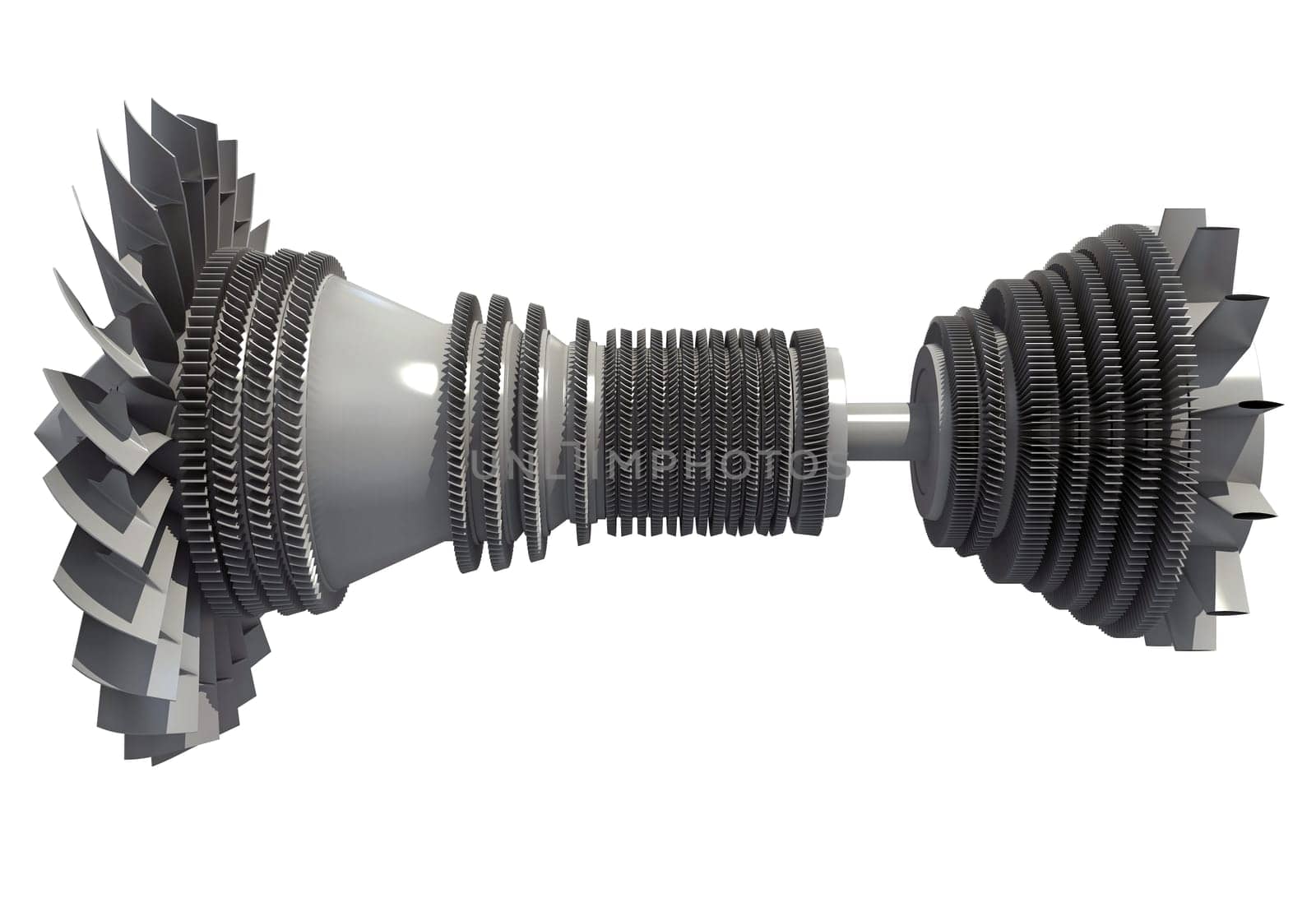 Aircraft Turbine Engine 3D rendering on white background by 3DHorse