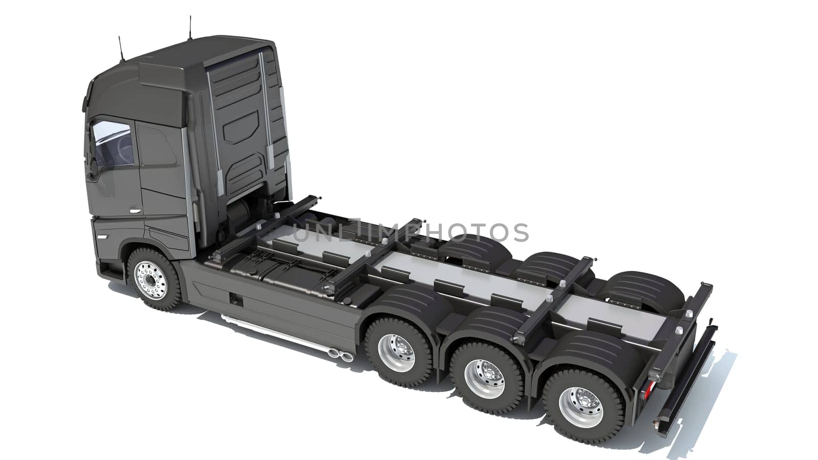 Semi Truck 3D rendering model on white background