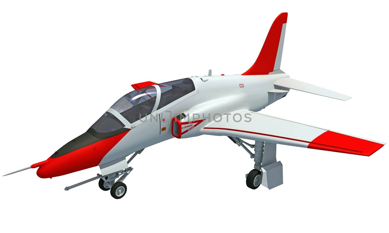 Jet airplane 3D rendering model on white background