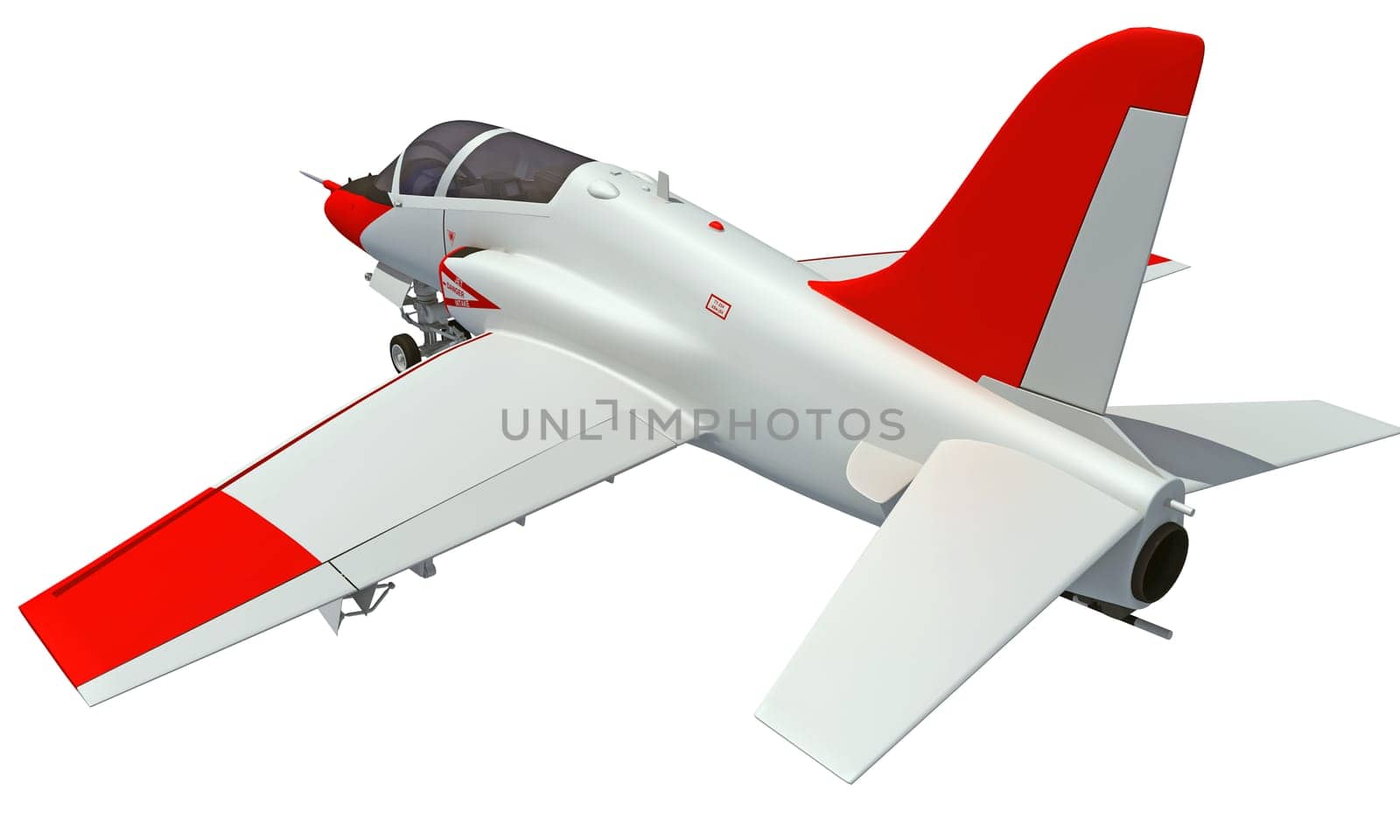 Jet airplane 3D rendering model on white background