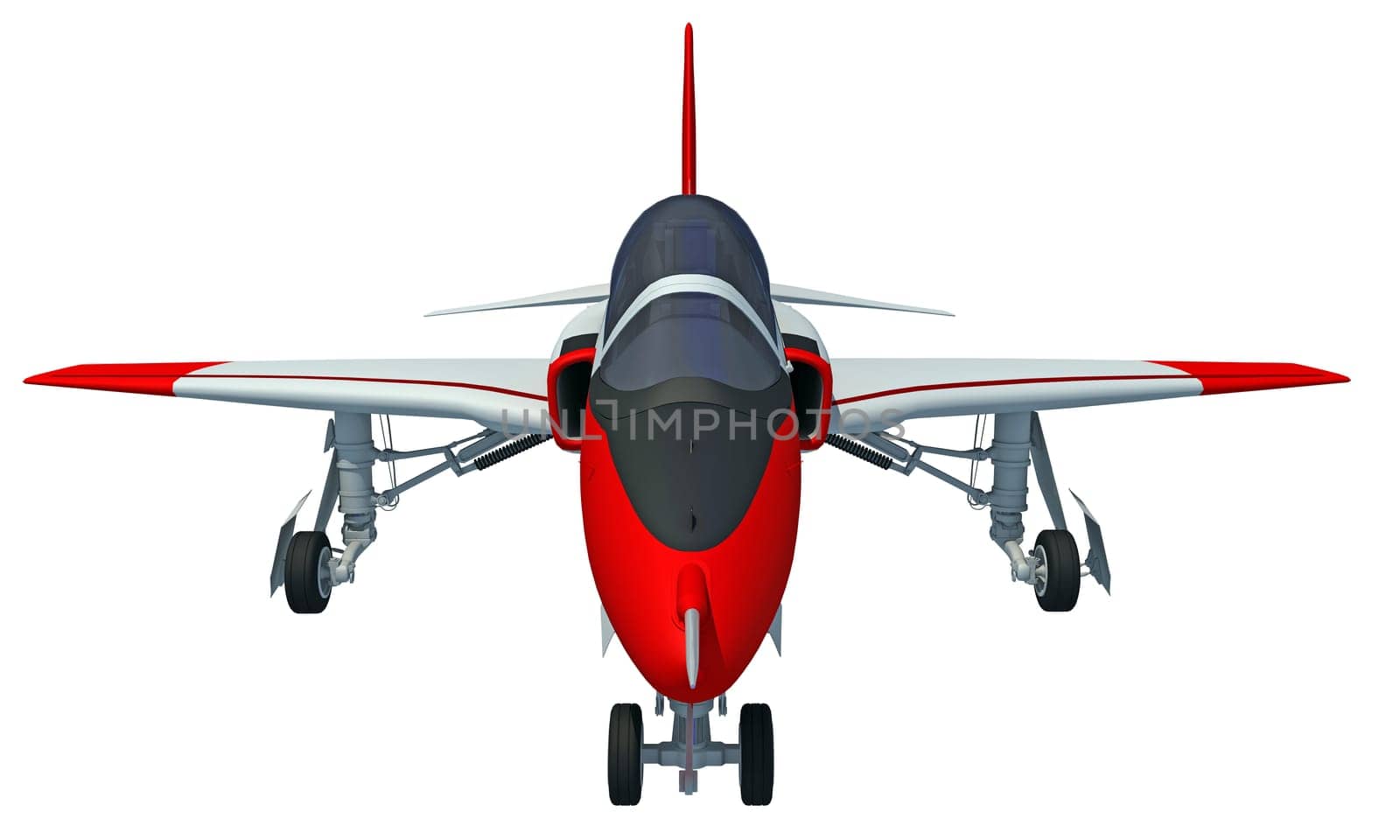 Jet airplane 3D rendering model on white background