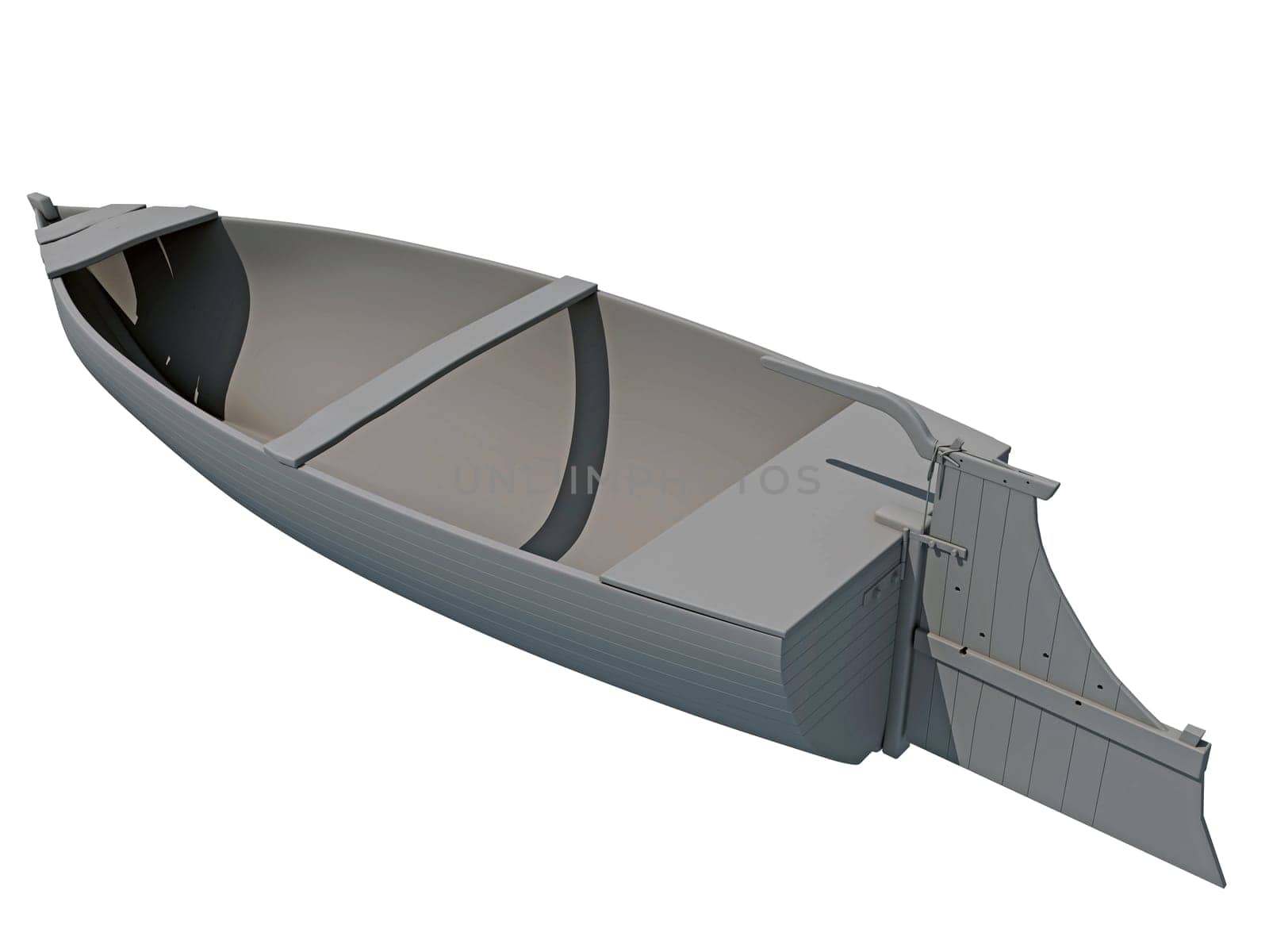 River Boat 3D rendering model on white background