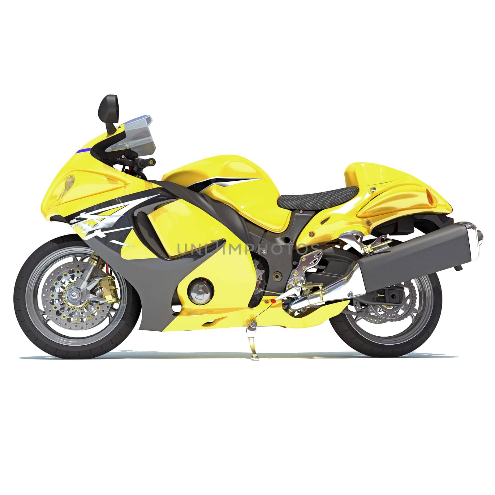 Motorcycle 3D rendering model on white background