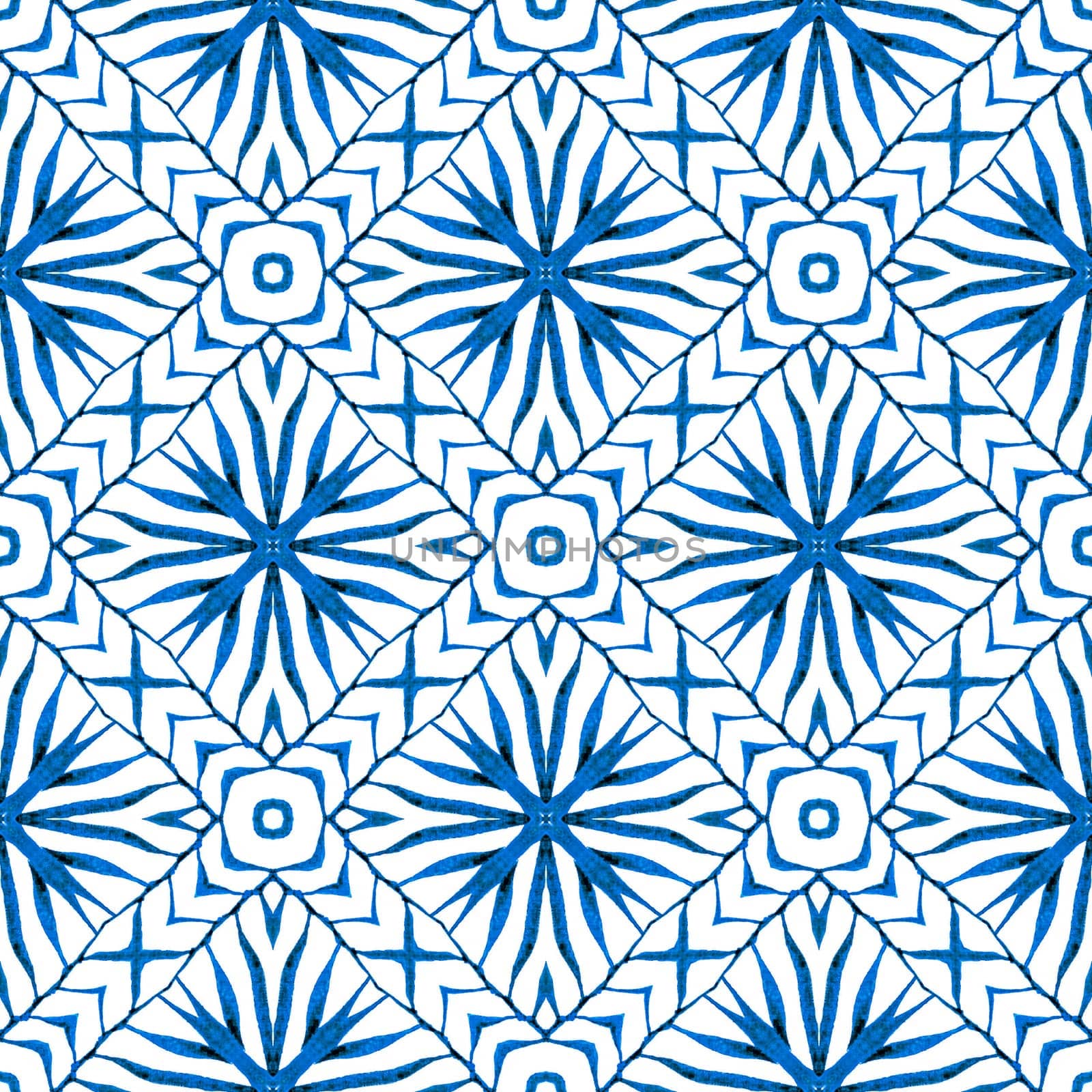 Textile ready cute print, swimwear fabric, wallpaper, wrapping. Blue magnificent boho chic summer design. Hand drawn green mosaic seamless border. Mosaic seamless pattern.