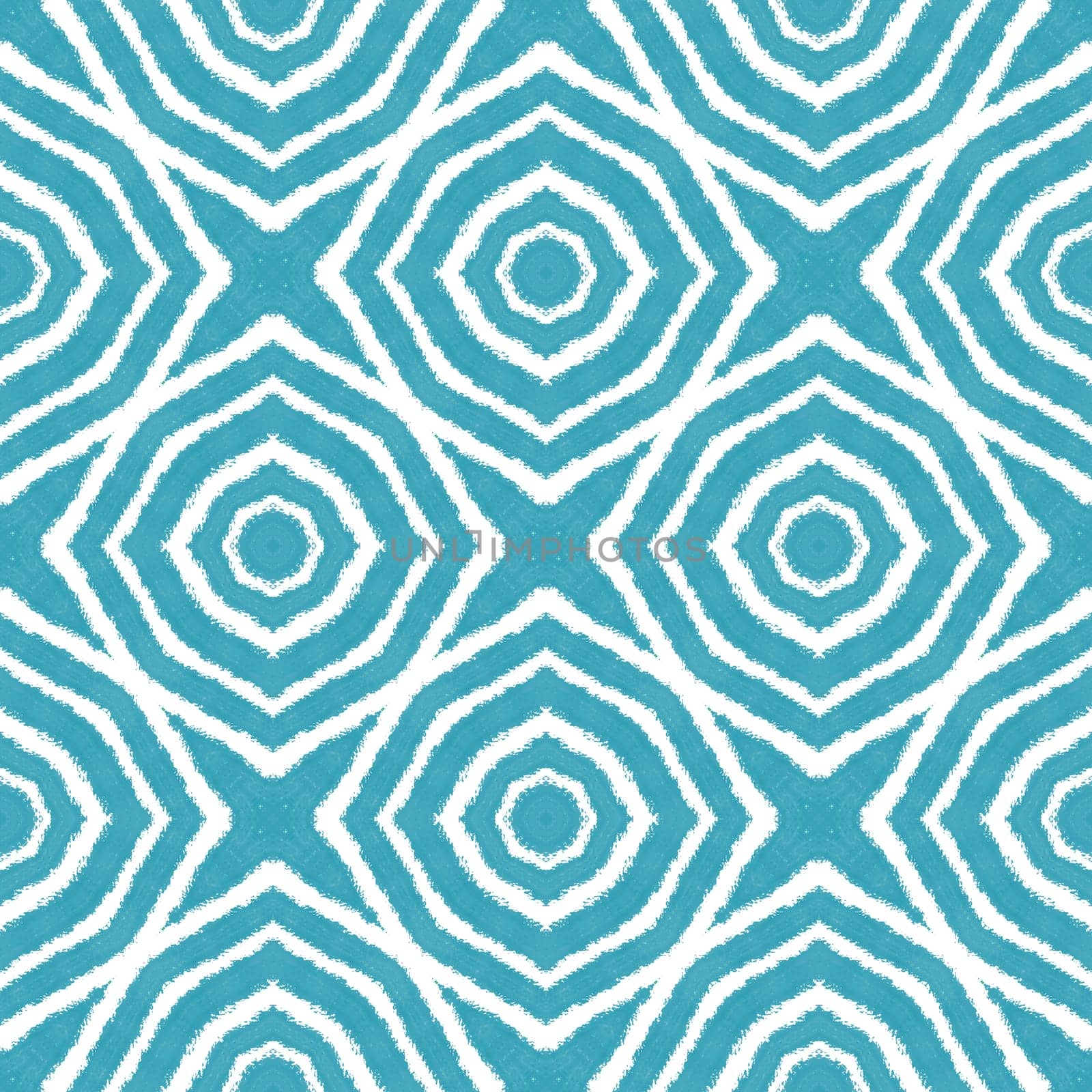 Mosaic seamless pattern. Turquoise symmetrical kaleidoscope background. Retro mosaic seamless design. Textile ready interesting print, swimwear fabric, wallpaper, wrapping.