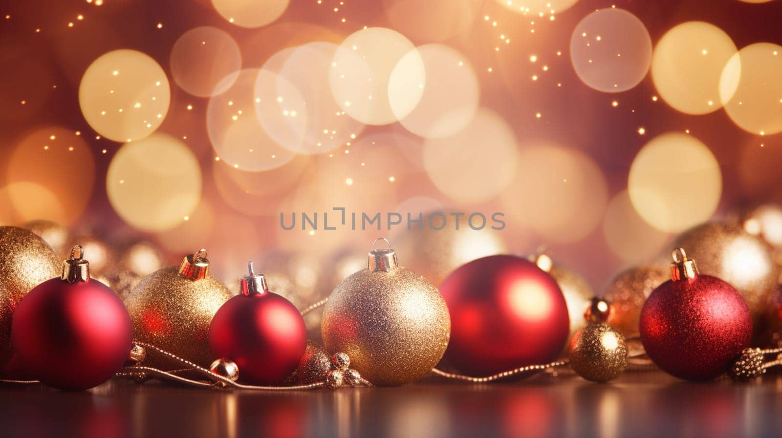 Merry Christmas and Happy New Year, Holidays greeting card background. Selective focus. Generative AI, by mila1784