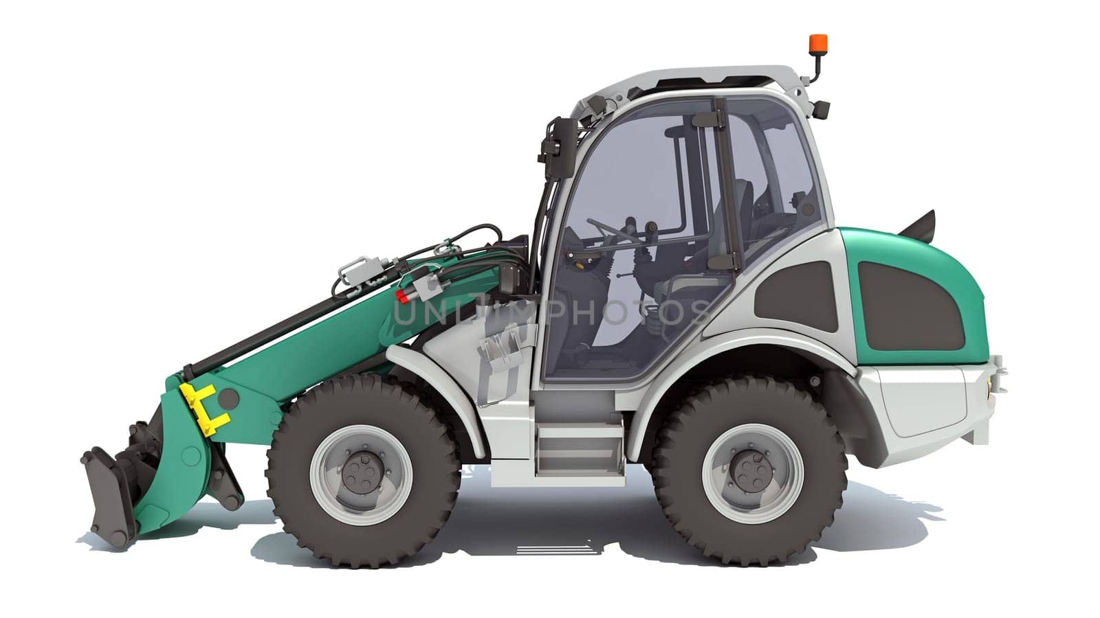 Telescopic Wheel Loader 3D rendering on white background by 3DHorse