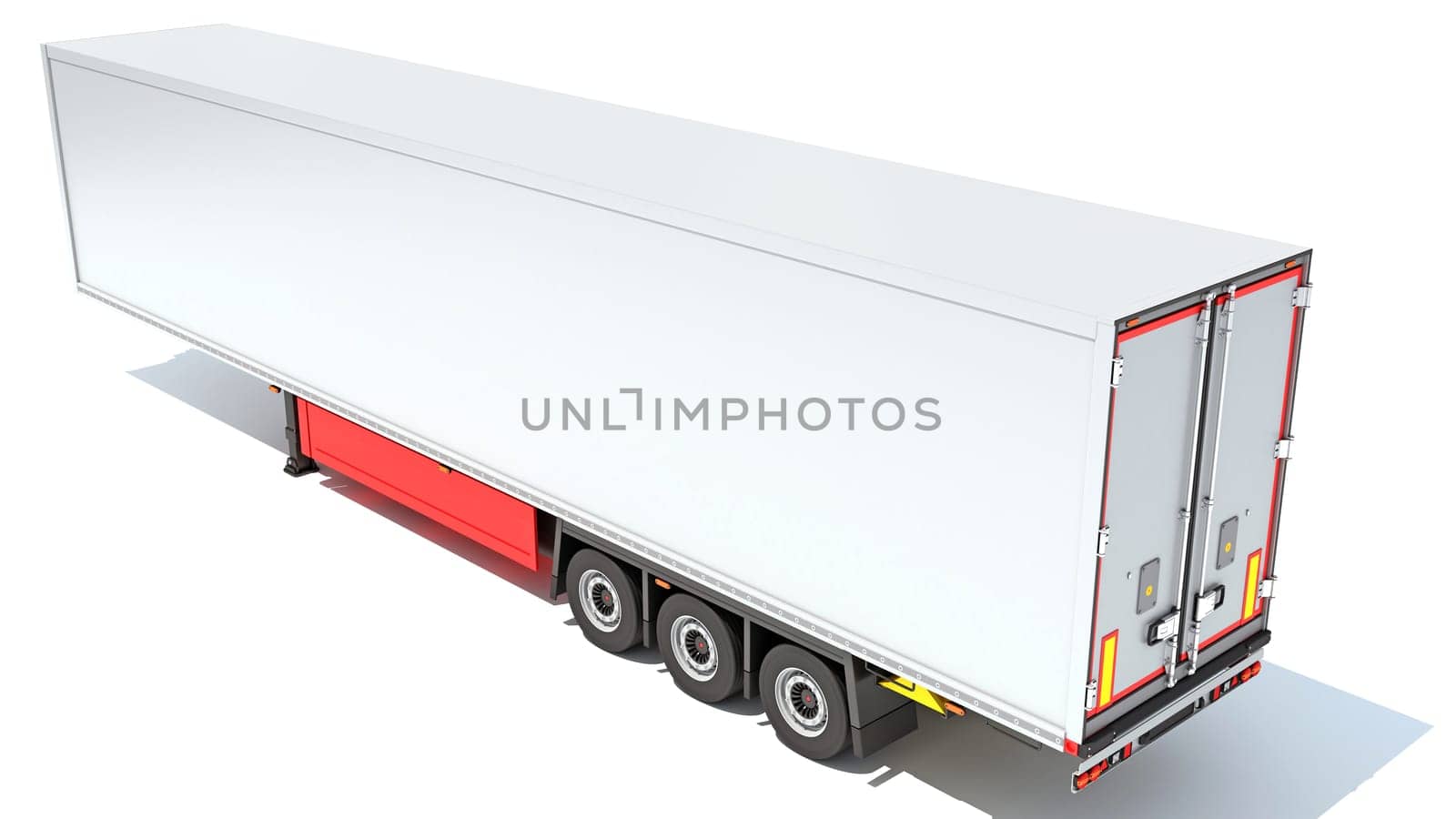 Reefer Refrigerator Trailer 3D rendering model on white background