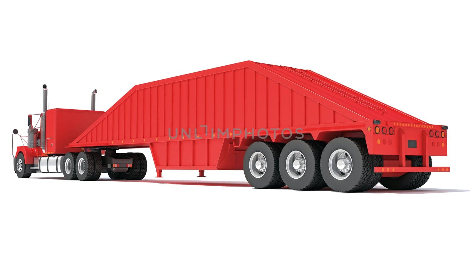 Truck with Bottom Dump Trailer 3D rendering by 3DHorse