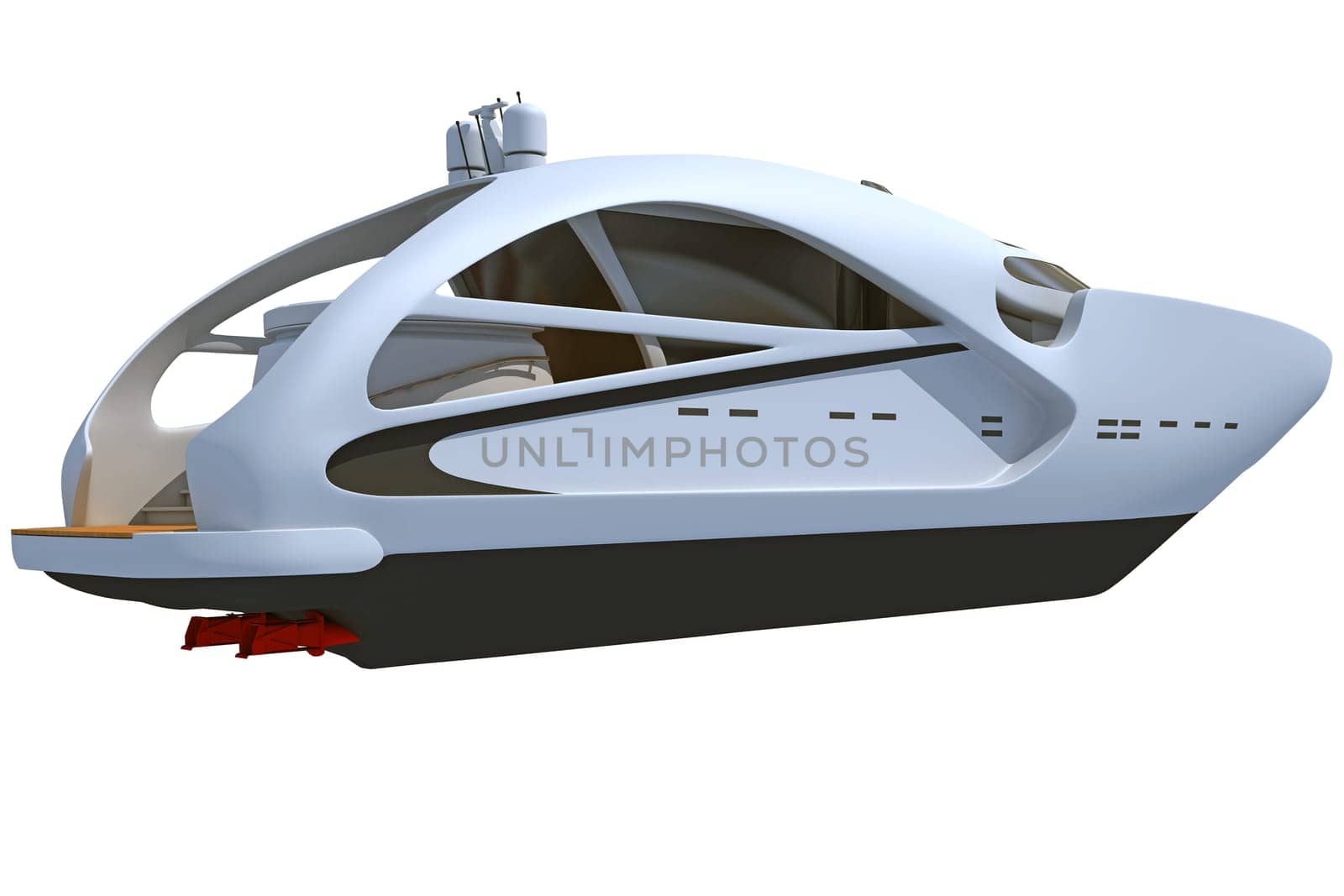 Luxury Yacht 3D rendering model on white background