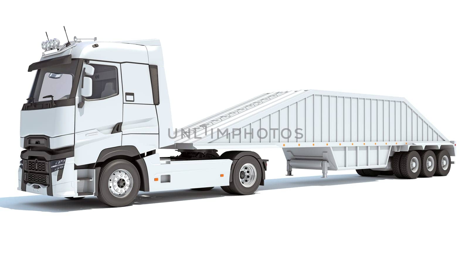 Truck with Bottom Dump Trailer 3D rendering model