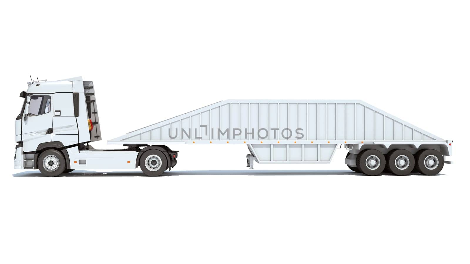 Truck with Bottom Dump Trailer 3D rendering model