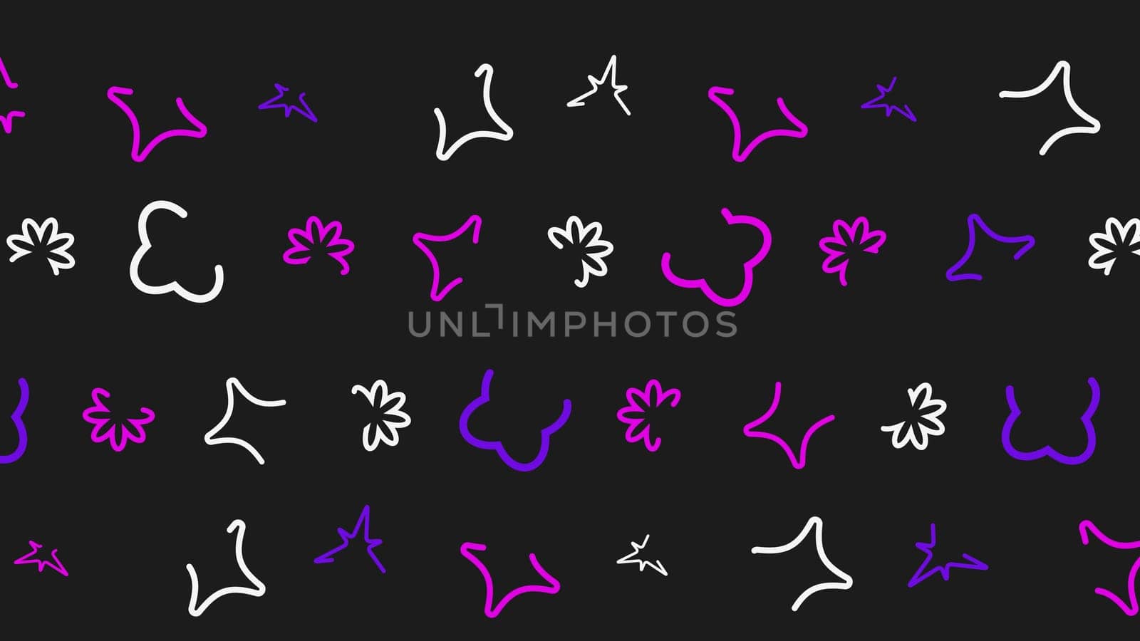 Seamless pattern abstract background. Hand drawn shapes. Black background. High quality photo