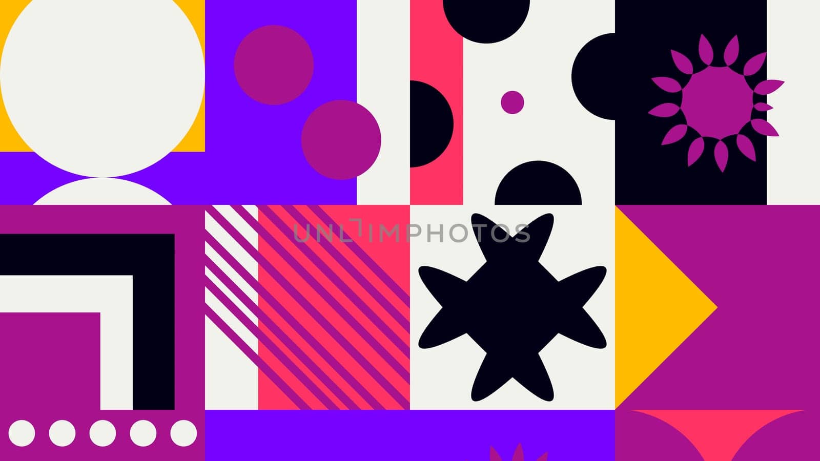 Geometric design background. Cool abstract shape compositions with purple black and orange color.