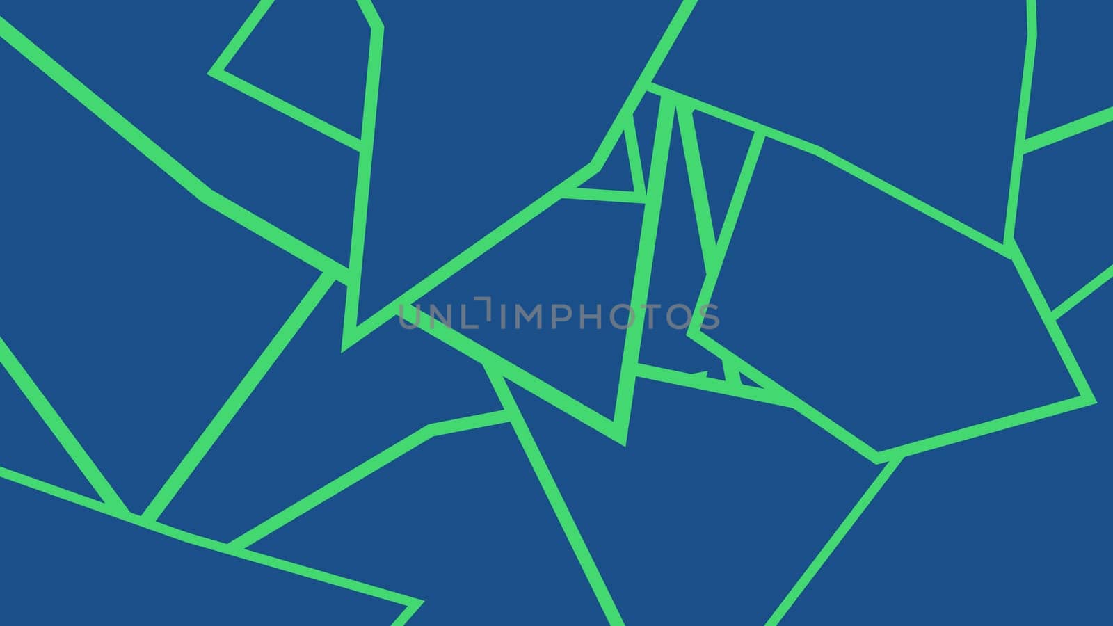 Abstract blue monochrome background with green color lined shapes. Hight quality photo.