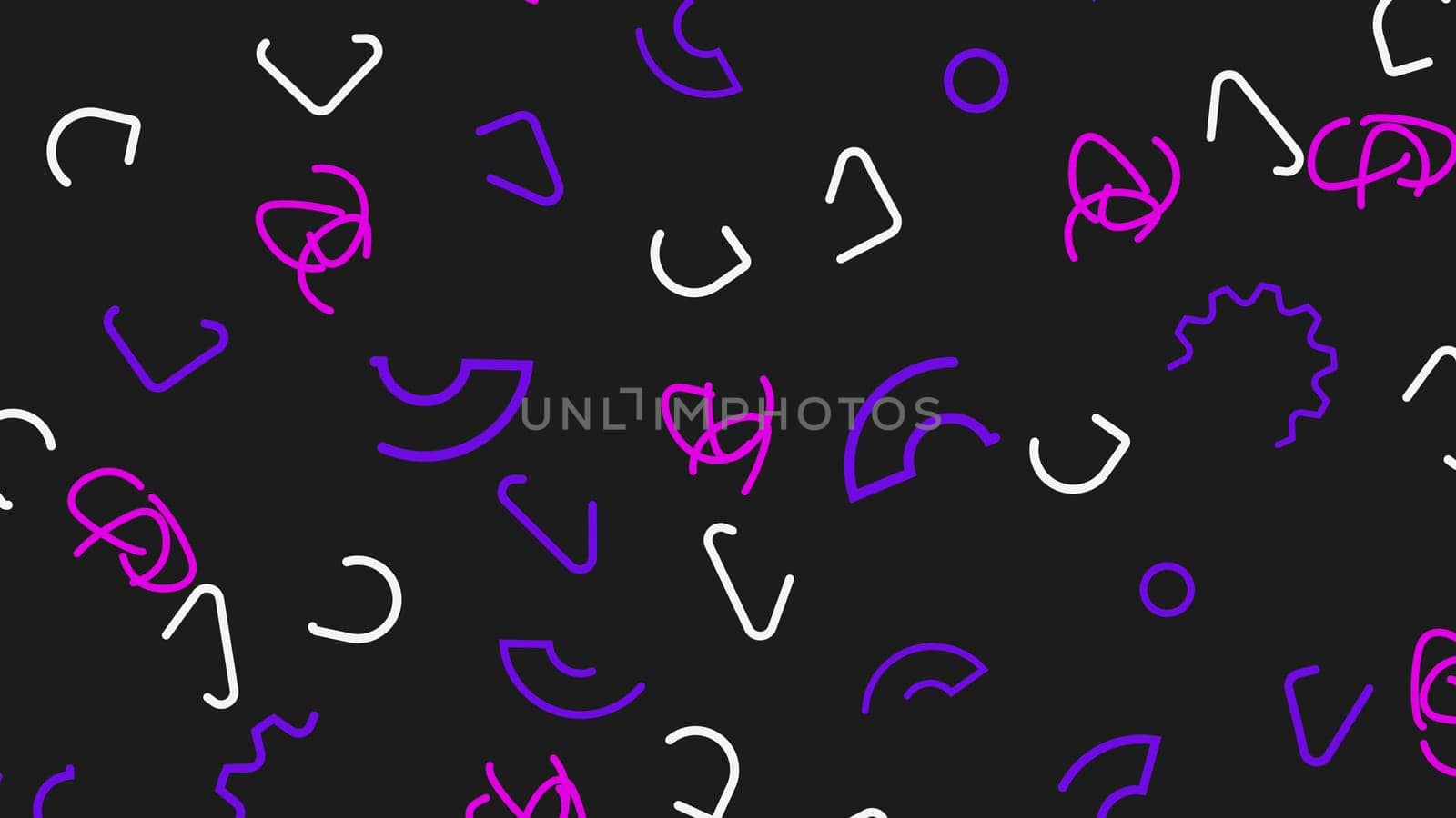 Seamless pattern abstract background. Hand drawn shapes. Black background. High quality photo