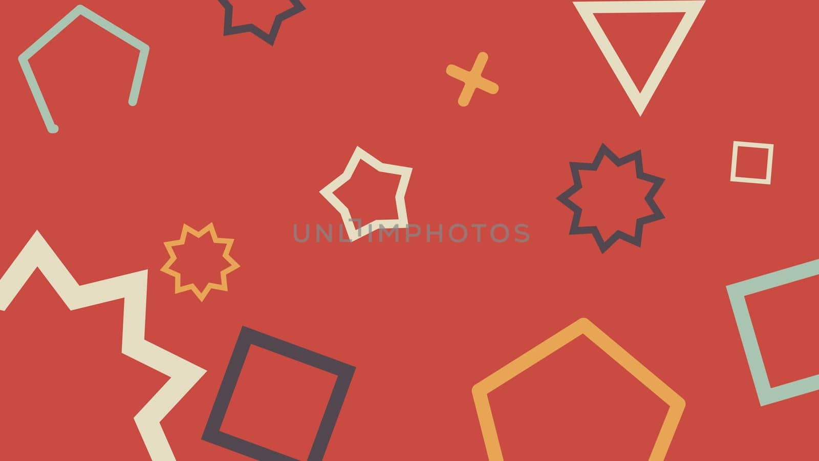Hand Drawn Abstract Background . Random star triangle shapes. Red background. High quality photo