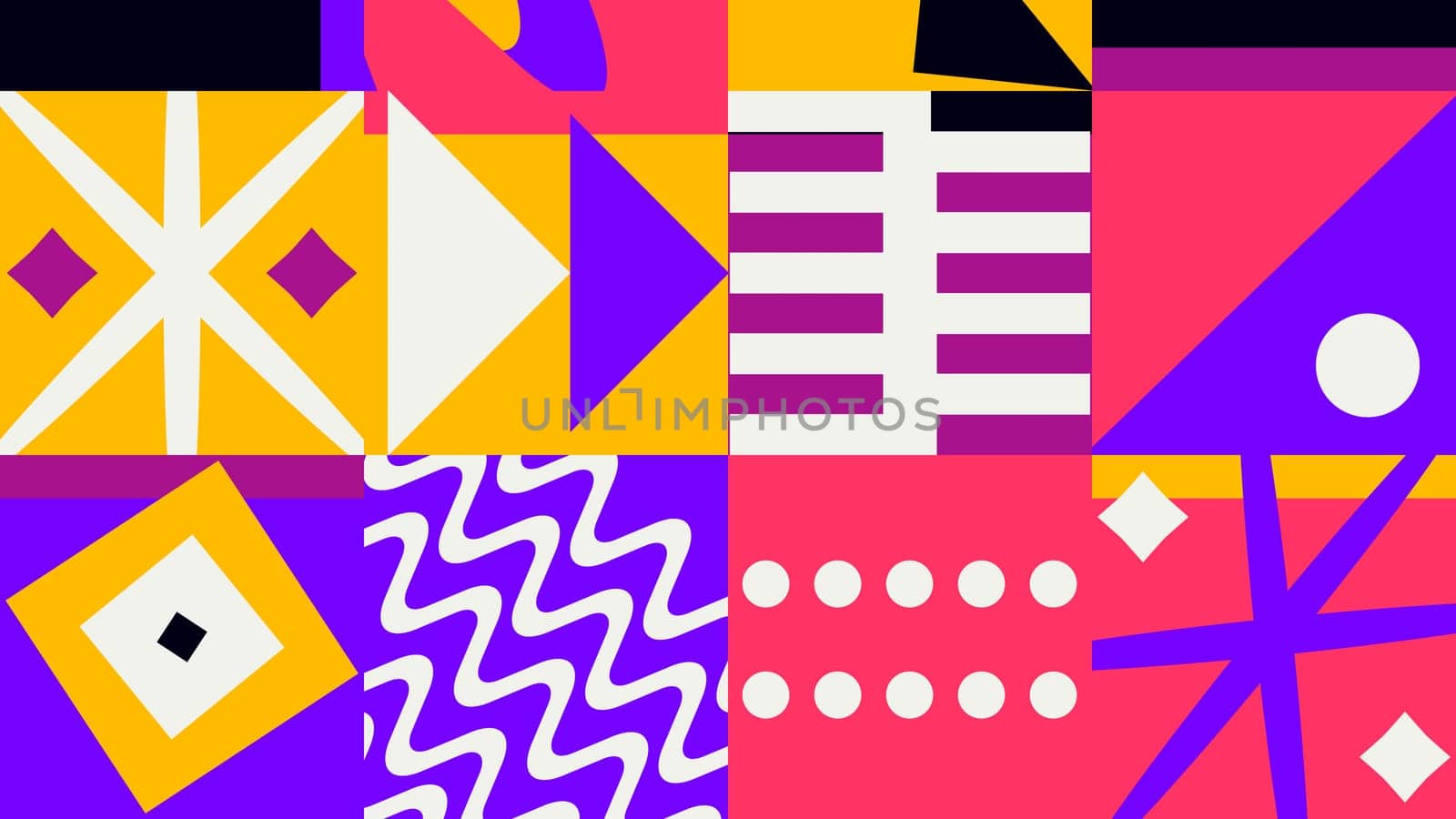 Geometric design background. Cool abstract shape compositions with purple black and orange color.