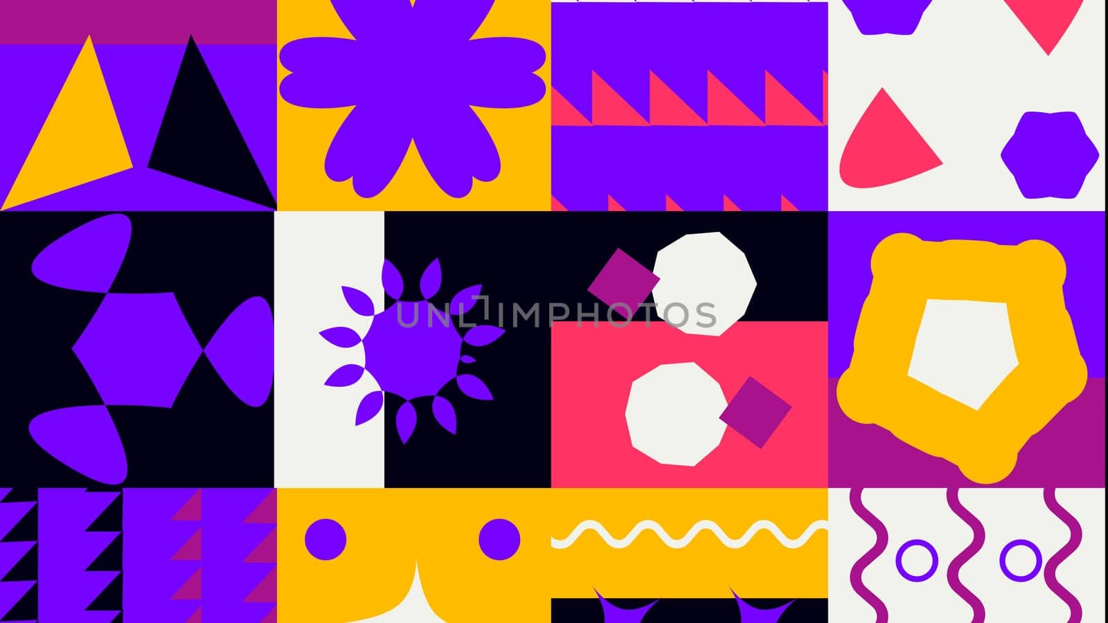 Geometric design background. Cool abstract shape compositions with purple black and orange color.