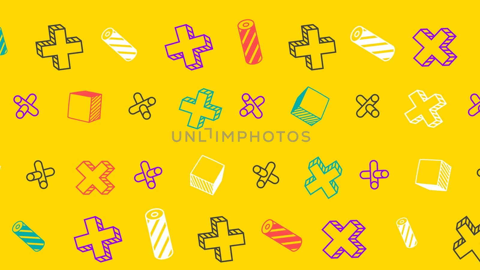 Memphis design abstract background. Random elements for your social media. Yellow background.