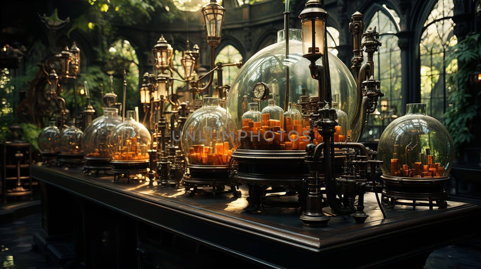 Original architectural exhibition of models of night cities in glass bells by kuprevich