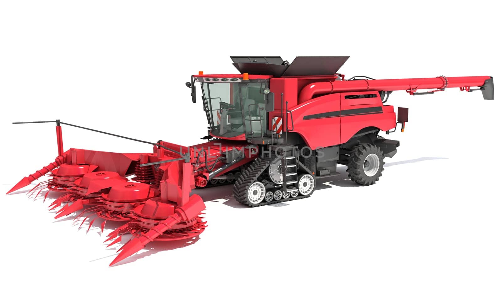 Farm Combine Harvester 3D rendering model on white background