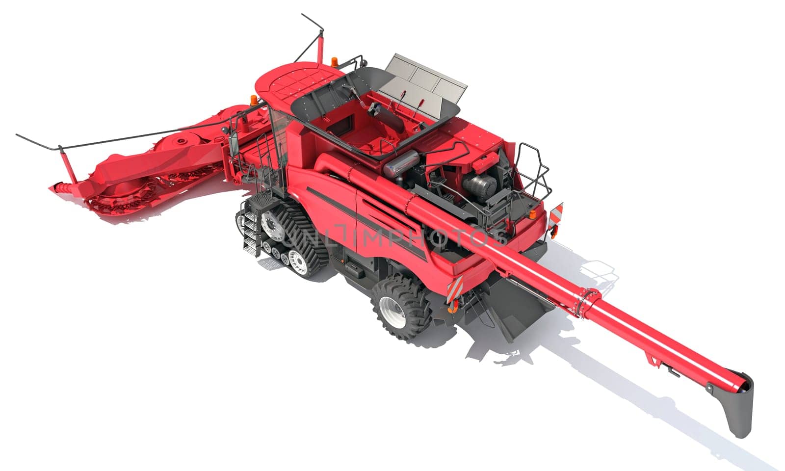 Farm Combine Harvester 3D rendering on white background by 3DHorse