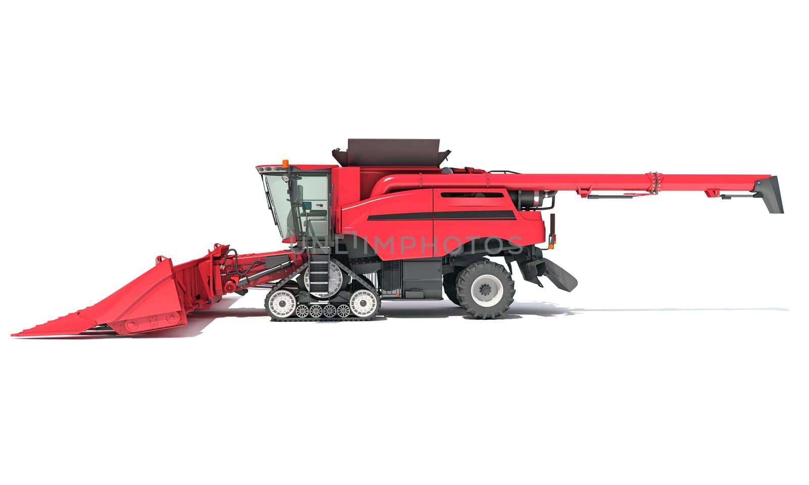 Farm Combine Harvester 3D rendering model on white background