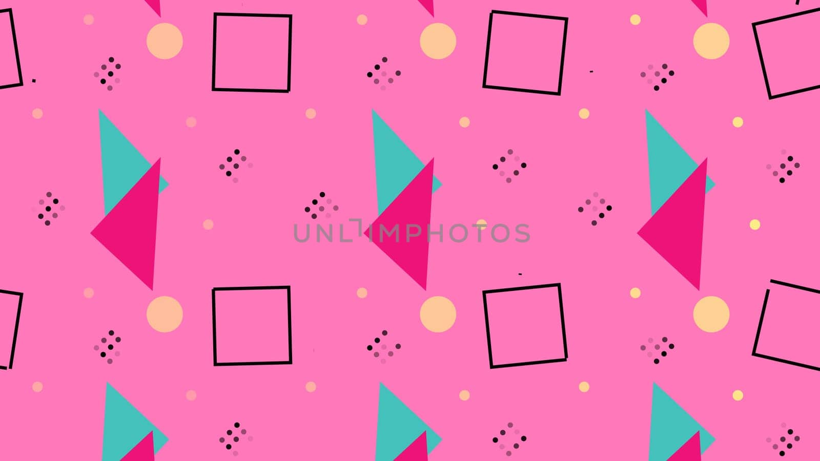 Geometric retro background pop art style with shapes on light pink composition. 80s and 90s.