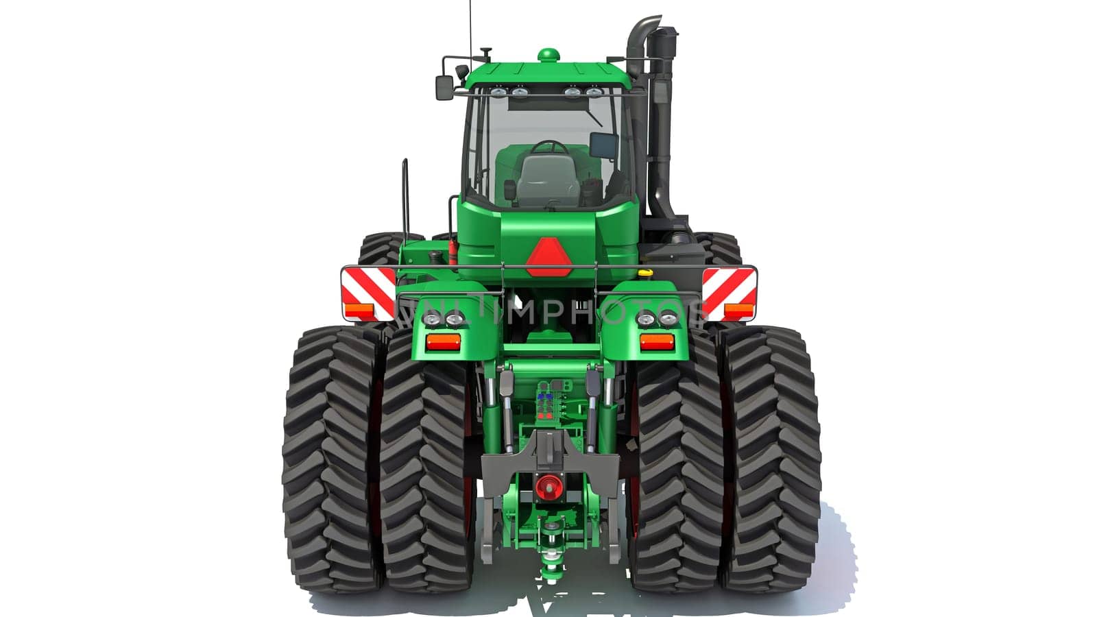 Wheeled Articulated Farm Tractor 3D rendering model on white background