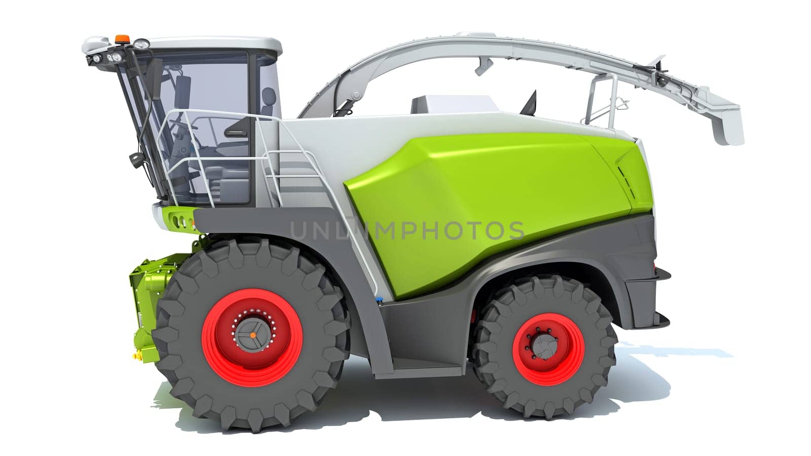 Farm Combine Harvester 3D rendering model on white background