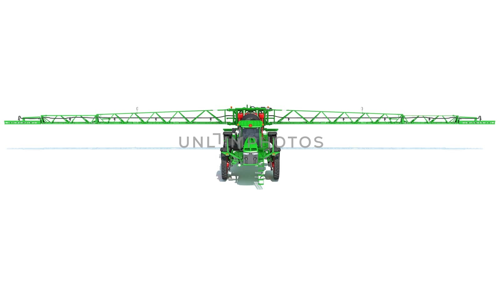 Self Propelled Farm Sprayer 3D rendering model on white background