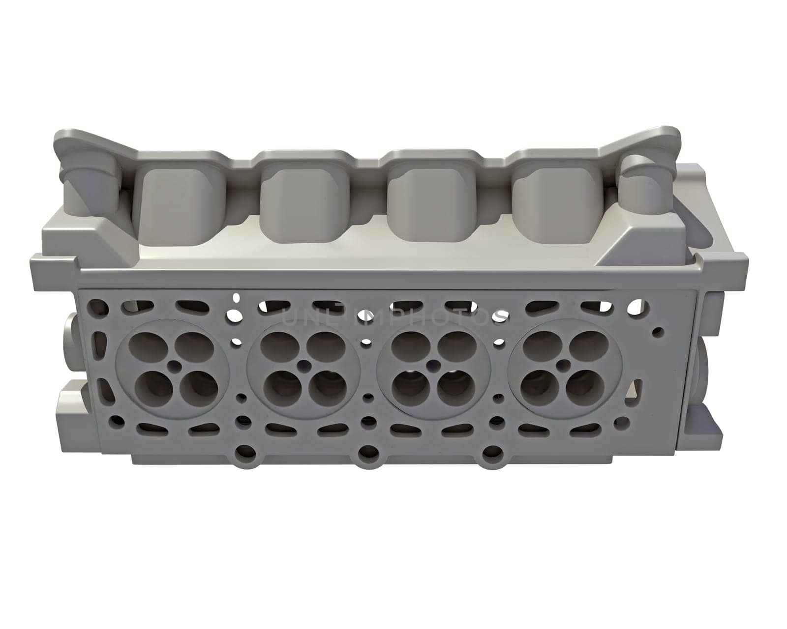 Car V8 Engine Cylinder Head 3D rendering model on white background
