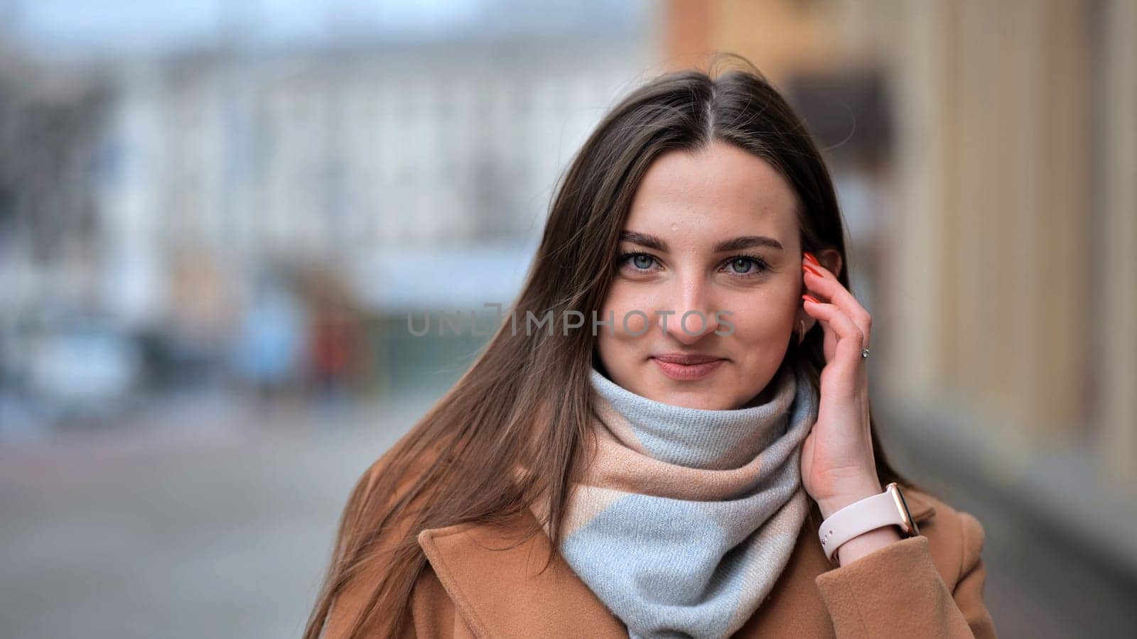 Portrait of a Slavic girl in the city in the cold season. by DovidPro